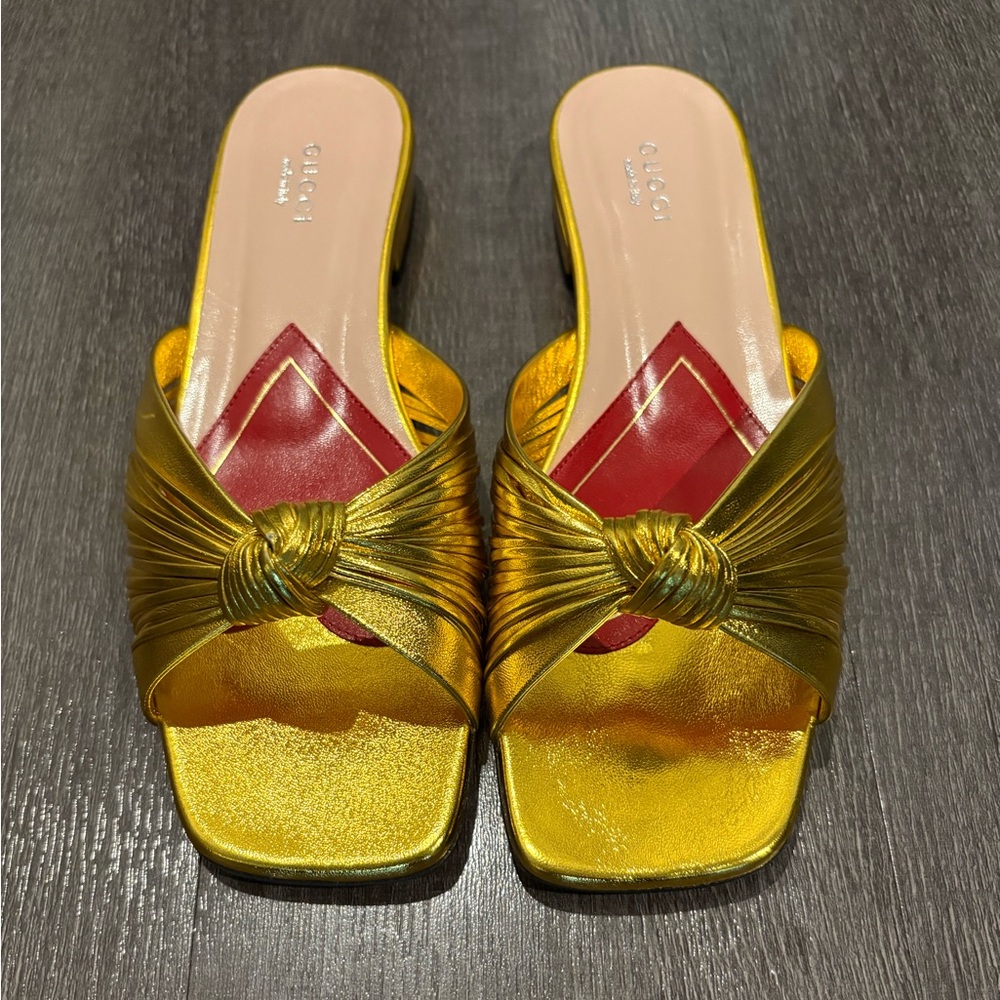 Gucci Gold Slippers Luxurious Comfort